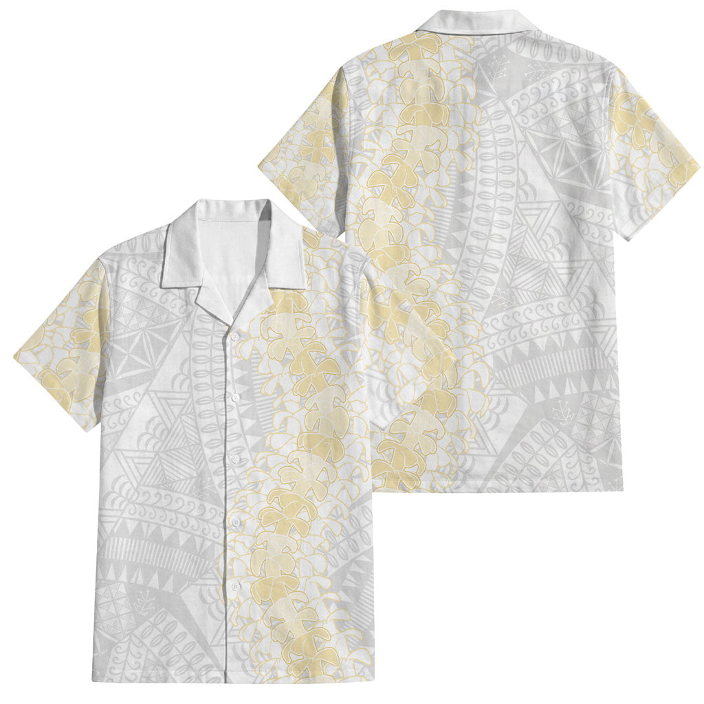 Niue White Sunday Family Matching Mermaid Dress and Hawaiian Shirt Niuean Hiapo With Puakenikeni Lei