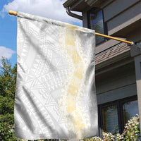 Niue White Sunday Garden Flag Niuean Hiapo With Puakenikeni Lei