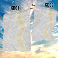 Niue White Sunday Garden Flag Niuean Hiapo With Puakenikeni Lei