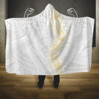 Niue White Sunday Hooded Blanket Niuean Hiapo With Puakenikeni Lei