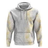Niue White Sunday Hoodie Niuean Hiapo With Puakenikeni Lei