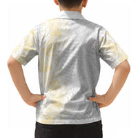 Niue White Sunday Kid Hawaiian Shirt Niuean Hiapo With Puakenikeni Lei