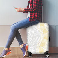 Niue White Sunday Luggage Cover Niuean Hiapo With Puakenikeni Lei