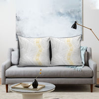 Niue White Sunday Pillow Cover Niuean Hiapo With Puakenikeni Lei