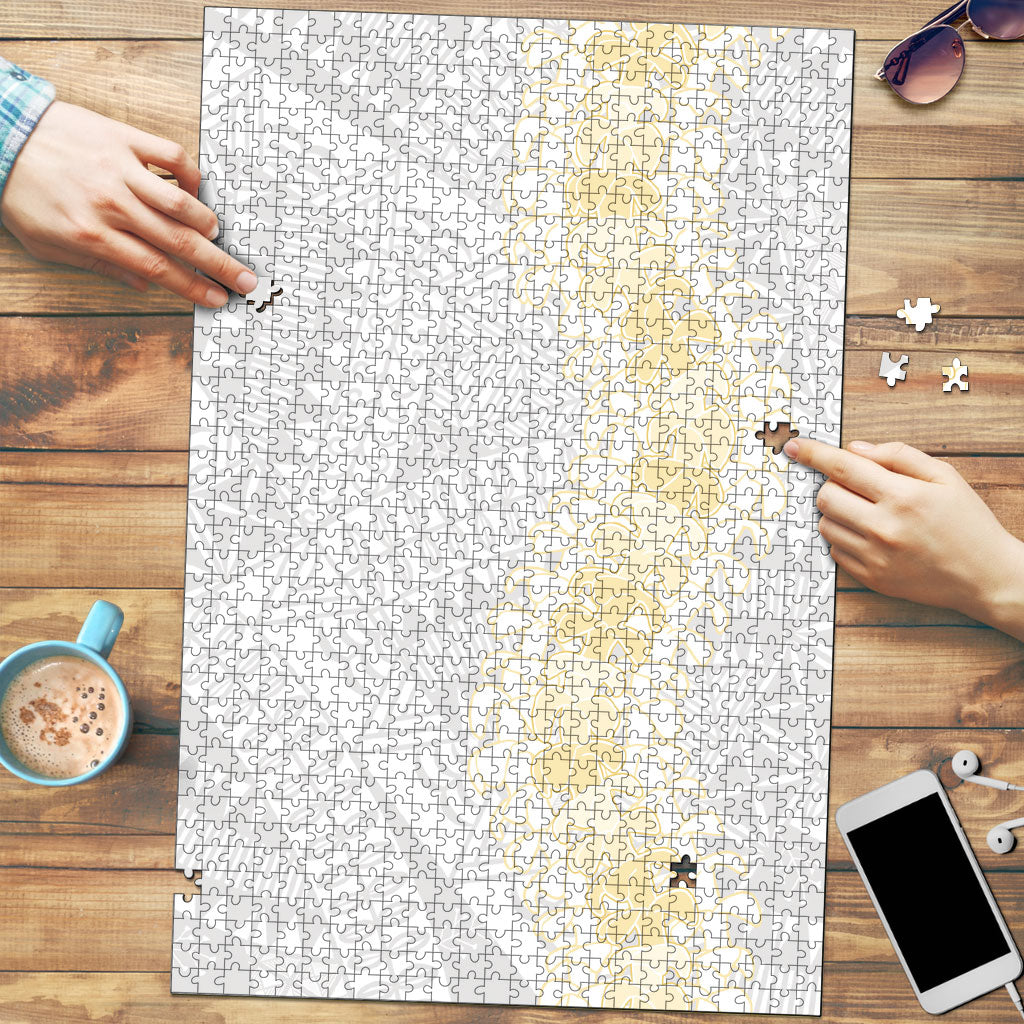 Niue White Sunday Puzzle Niuean Hiapo With Puakenikeni Lei