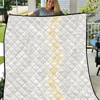 Niue White Sunday Quilt Niuean Hiapo With Puakenikeni Lei