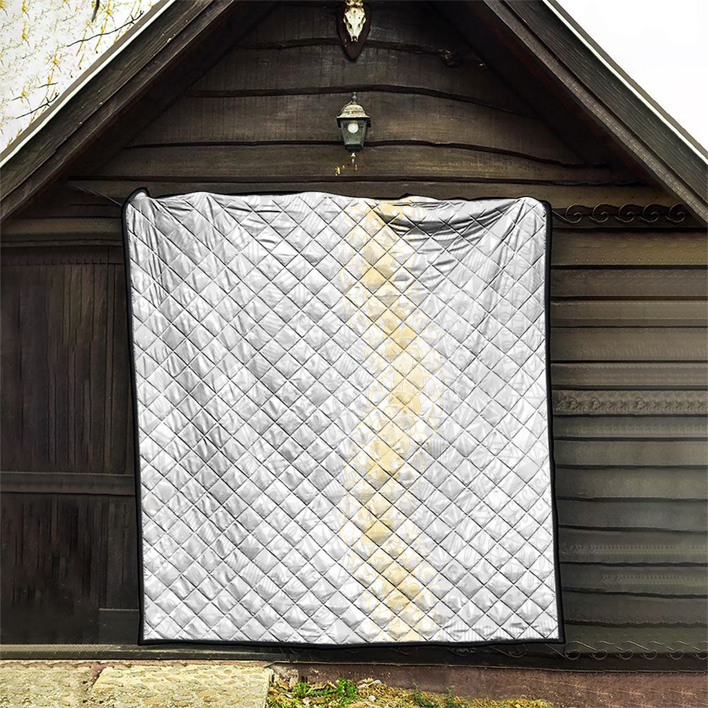 Niue White Sunday Quilt Niuean Hiapo With Puakenikeni Lei