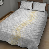 Niue White Sunday Quilt Bed Set Niuean Hiapo With Puakenikeni Lei