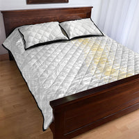 Niue White Sunday Quilt Bed Set Niuean Hiapo With Puakenikeni Lei