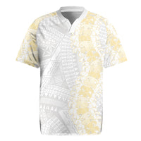 Niue White Sunday Rugby Jersey Niuean Hiapo With Puakenikeni Lei