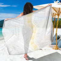 Niue White Sunday Sarong Niuean Hiapo With Puakenikeni Lei