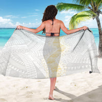 Niue White Sunday Sarong Niuean Hiapo With Puakenikeni Lei
