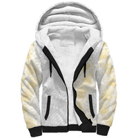 Niue White Sunday Sherpa Hoodie Niuean Hiapo With Puakenikeni Lei