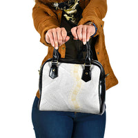 Niue White Sunday Shoulder Handbag Niuean Hiapo With Puakenikeni Lei