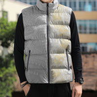 Niue White Sunday Sleeveless Puffer Jacket Niuean Hiapo With Puakenikeni Lei