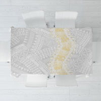 Niue White Sunday Tablecloth Niuean Hiapo With Puakenikeni Lei