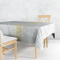 Niue White Sunday Tablecloth Niuean Hiapo With Puakenikeni Lei
