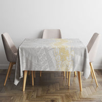 Niue White Sunday Tablecloth Niuean Hiapo With Puakenikeni Lei