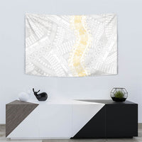 Niue White Sunday Tapestry Niuean Hiapo With Puakenikeni Lei