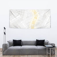 Niue White Sunday Tapestry Niuean Hiapo With Puakenikeni Lei