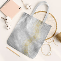 Niue White Sunday Tote Bag Niuean Hiapo With Puakenikeni Lei