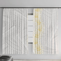Niue White Sunday Window Curtain Niuean Hiapo With Puakenikeni Lei
