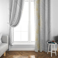 Niue White Sunday Window Curtain Niuean Hiapo With Puakenikeni Lei