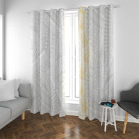 Niue White Sunday Window Curtain Niuean Hiapo With Puakenikeni Lei