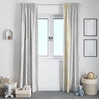 Niue White Sunday Window Curtain Niuean Hiapo With Puakenikeni Lei