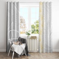 Niue White Sunday Window Curtain Niuean Hiapo With Puakenikeni Lei