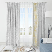 Niue White Sunday Window Curtain Niuean Hiapo With Puakenikeni Lei