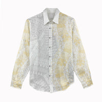 Niue White Sunday Women Casual Shirt Niuean Hiapo With Puakenikeni Lei