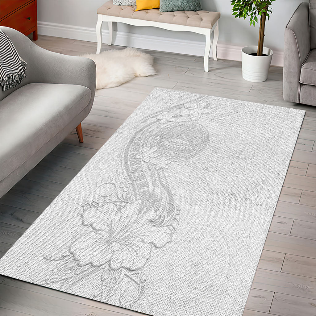 American Samoa White Sunday Area Rug Polynesian Pattern With Tropical Flowers