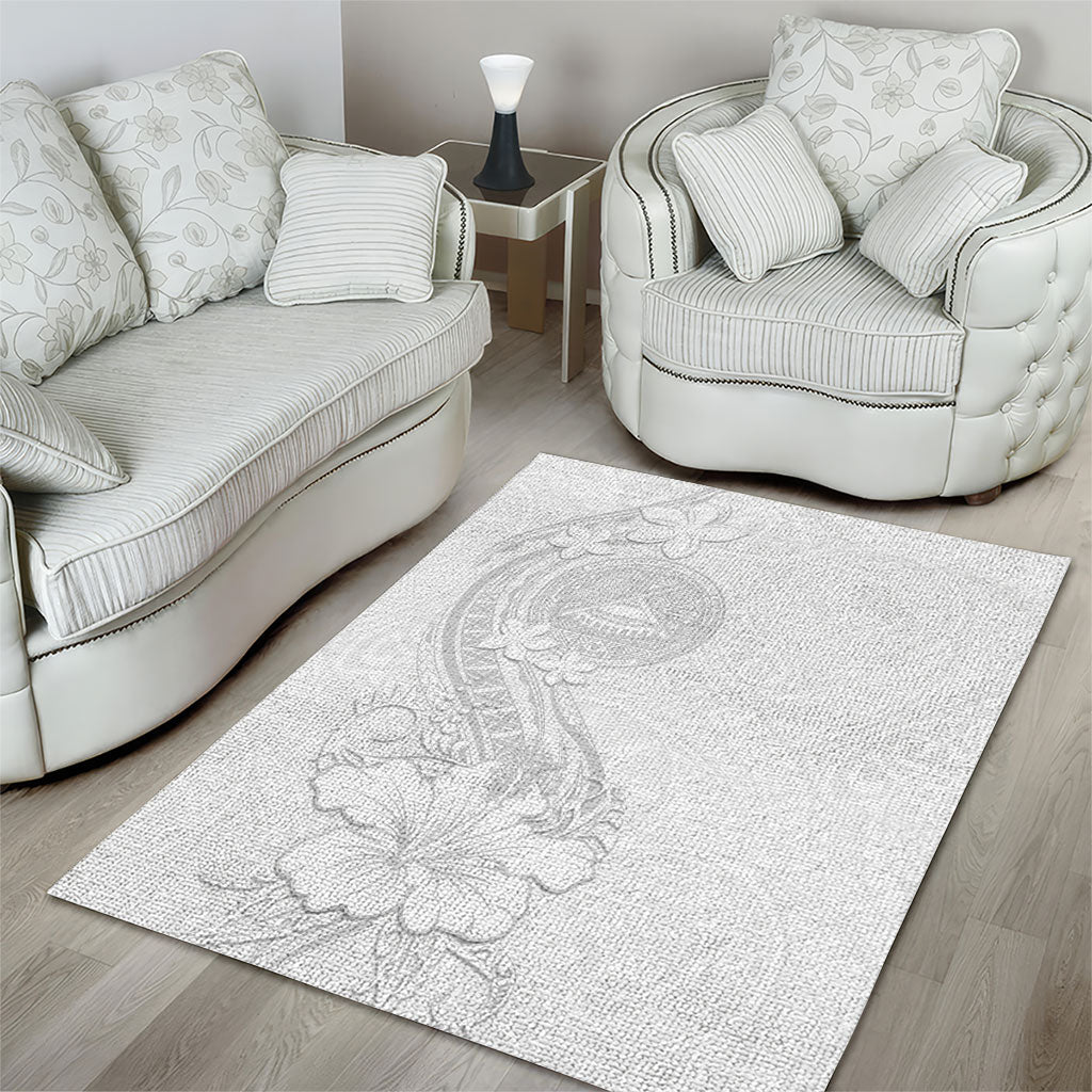 American Samoa White Sunday Area Rug Polynesian Pattern With Tropical Flowers
