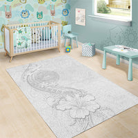 American Samoa White Sunday Area Rug Polynesian Pattern With Tropical Flowers