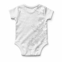 American Samoa White Sunday Baby Onesie Polynesian Pattern With Tropical Flowers