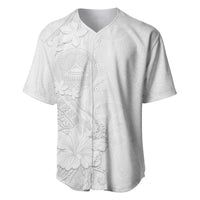 American Samoa White Sunday Baseball Jersey Polynesian Pattern With Tropical Flowers