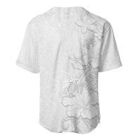 American Samoa White Sunday Baseball Jersey Polynesian Pattern With Tropical Flowers