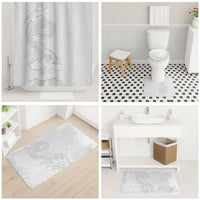 American Samoa White Sunday Bathroom Set Polynesian Pattern With Tropical Flowers