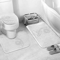 American Samoa White Sunday Bathroom Set Polynesian Pattern With Tropical Flowers