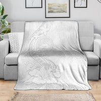 American Samoa White Sunday Blanket Polynesian Pattern With Tropical Flowers