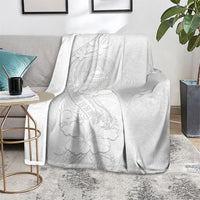 American Samoa White Sunday Blanket Polynesian Pattern With Tropical Flowers