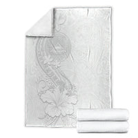 American Samoa White Sunday Blanket Polynesian Pattern With Tropical Flowers