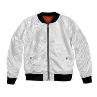 American Samoa White Sunday Bomber Jacket Polynesian Pattern With Tropical Flowers