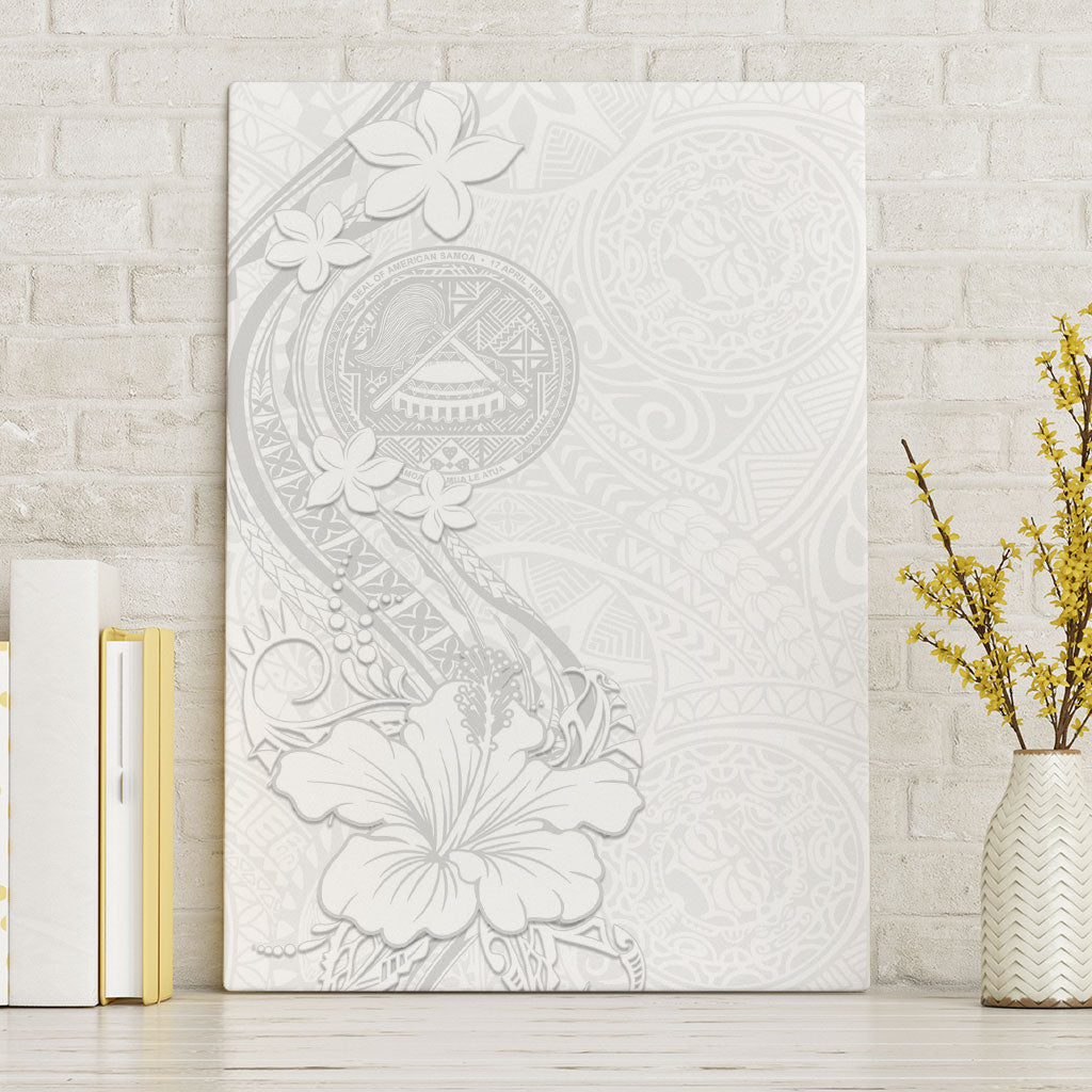 American Samoa White Sunday Canvas Wall Art Polynesian Pattern With Tropical Flowers