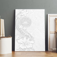 American Samoa White Sunday Canvas Wall Art Polynesian Pattern With Tropical Flowers