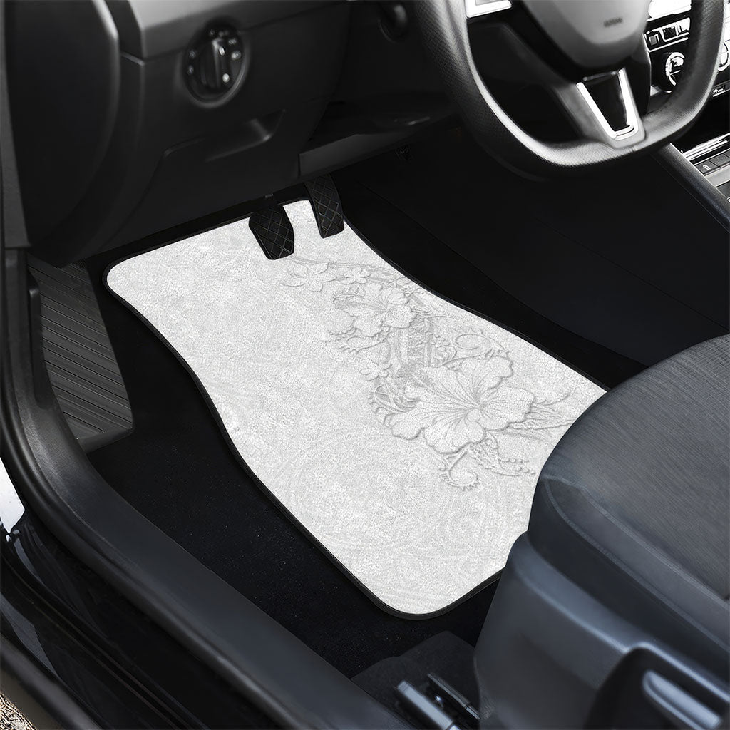 American Samoa White Sunday Car Mats Polynesian Pattern With Tropical Flowers