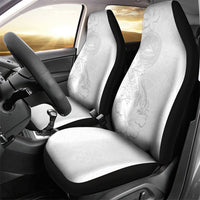 American Samoa White Sunday Car Seat Cover Polynesian Pattern With Tropical Flowers