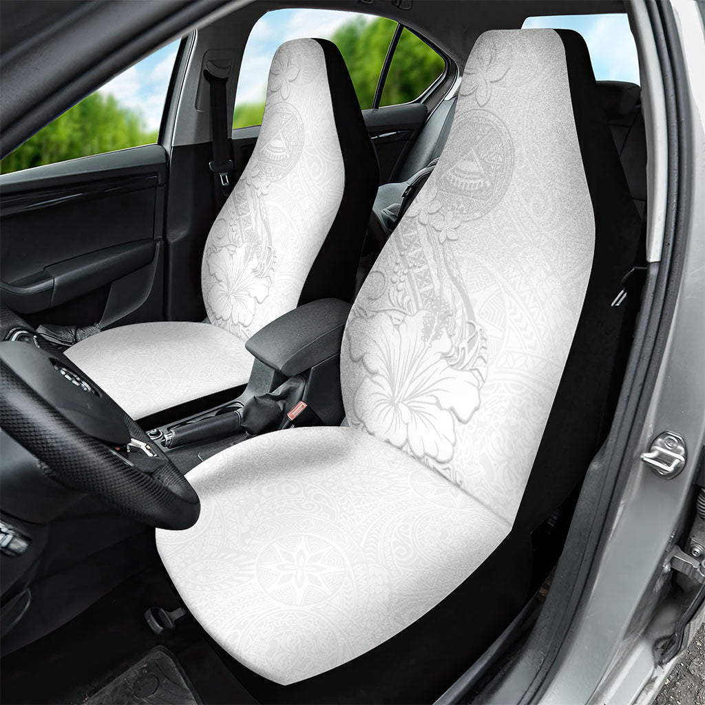 American Samoa White Sunday Car Seat Cover Polynesian Pattern With Tropical Flowers