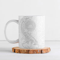 American Samoa White Sunday Ceramic Mug Polynesian Pattern With Tropical Flowers